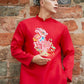 Red Embroidery Lan Ao Dai Top| Pre-made Traditional Vietnamese Ao Dai| Lunar New Year | Ao Dai for Dad, Boy | Ao Dai Tet|