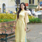 Yellow Sparkle Daisy Ao Dai Set 26C|Pre-made Modernized Vietnamese Ao Dai| Ao Dai with Pants | Lunar New Year| Ao Dai Truyen Thong|26C