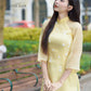 Yellow Sparkle Daisy Ao Dai Set 26C|Pre-made Modernized Vietnamese Ao Dai| Ao Dai with Pants | Lunar New Year| Ao Dai Truyen Thong|26C