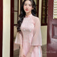 Pink Sparkle White Daisy Ao Dai Set 21B|Pre-made Modernized Vietnamese Ao Dai| Ao Dai with Pants | Lunar New Year| Ao Dai Truyen Thong