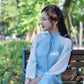 Shifted Blue Sleeves Bow Ao Dai Set 20C|Pre-made Modernized Vietnamese Ao Dai| Women Ao Dai with Pants | Lunar New Year| Ao Dai Cach Tan