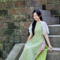 Green Tulip Wing Sleeves Ao Dai Set 27C|Pre-made Modernized Vietnamese Ao Dai| Women Ao Dai with Pants | Lunar New Year| Ao Dai Cach Tan|