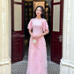 Pink Tulip Wing Sleeves Ao Dai Set 27C|Pre-made Modernized Vietnamese Ao Dai| Women Ao Dai with Pants | Lunar New Year| Ao Dai Cach Tan|