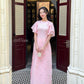 Pink Tulip Wing Sleeves Ao Dai Set 27C|Pre-made Modernized Vietnamese Ao Dai| Women Ao Dai with Pants | Lunar New Year| Ao Dai Cach Tan|