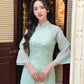 Cyan Sparkle White Daisy Ao Dai Set 17B