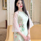 Pastel Green Lotus Bow Sleeves Ao Dai Set 19D