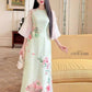 Pastel Green Lotus Bow Sleeves Ao Dai Set 19D