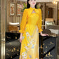 Mom and Daughter Yellow Cut Out Long Sleeves Ao Dai Set 31-32D| Pre-made Traditional Vietnamese Ao Dai | Lunar New Year |