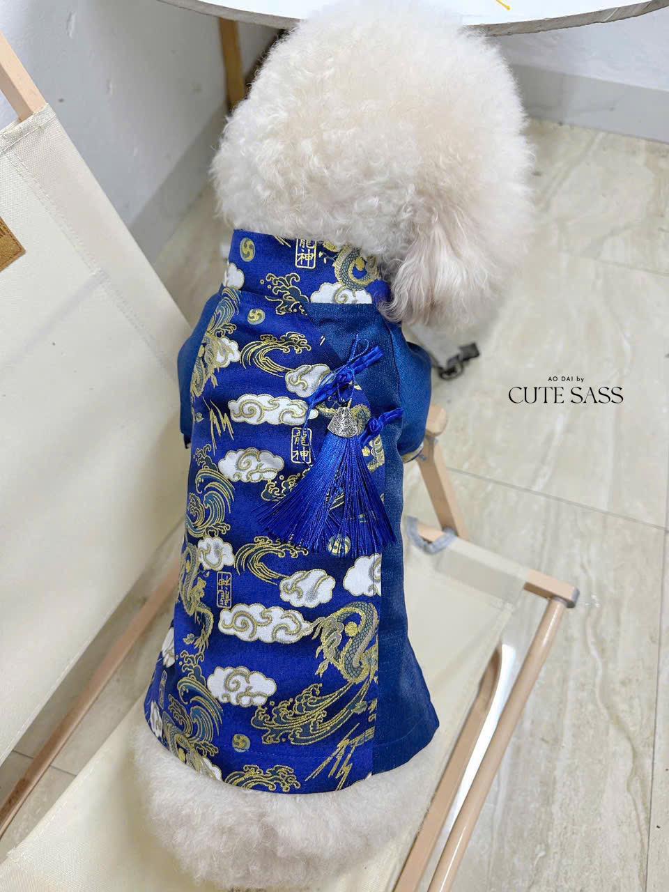 Pet Gam with Buttons Ao Dai (Red, Blue, Yellow| Pet Ao Dai Costume | Vietnamese Pet Outfit | Cute Dog and Cat Ao Dai | Lunar New Year Pet