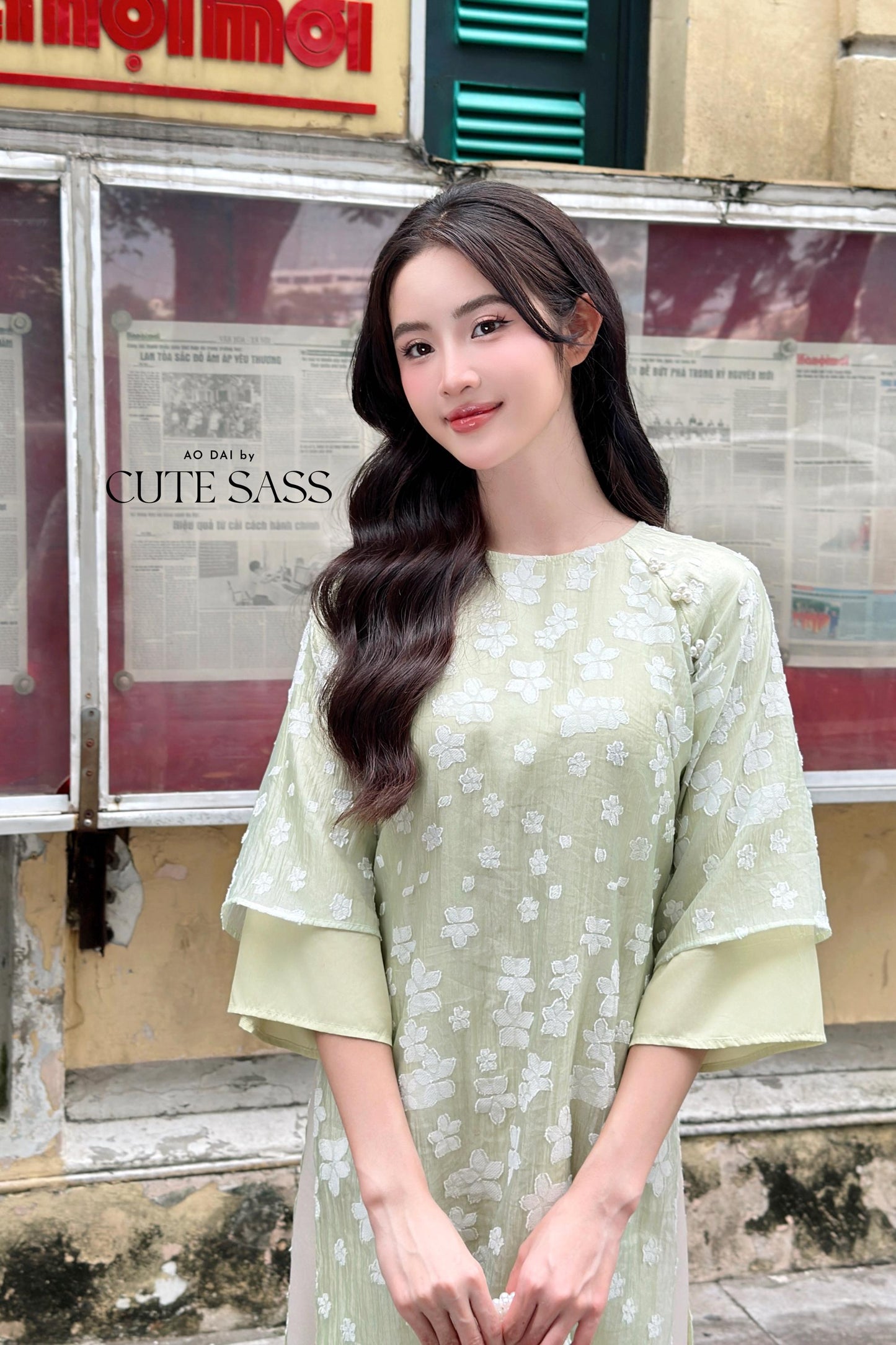 Shifted Mai Pearls Ao Dai Top Only, NO PANTS (5 Colors) FL|Pre-made Modernized Vietnamese Ao Dai|Pastel Ao Dai|