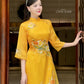 Moc Lan - Yellow Ombre with Green Pants Ao Dai Set |Pre-made Traditional Vietnamese Women Ao Dai with Pants | Lunar New Year|Ao Dai Cach Tan