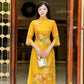 Moc Lan - Yellow Ombre with Green Pants Ao Dai Set |Pre-made Traditional Vietnamese Women Ao Dai with Pants | Lunar New Year|Ao Dai Cach Tan