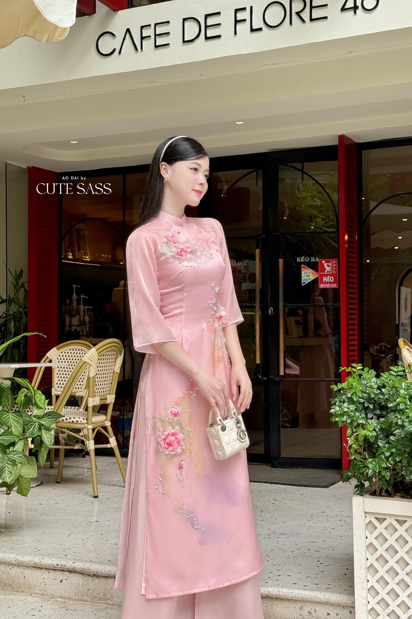 Moc Lan - Pink Ombre with Pink Pants Ao Dai Set 18B|Pre-made Traditional Vietnamese Women Ao Dai with Pants | Lunar New Year|Ao Dai Cach Tan