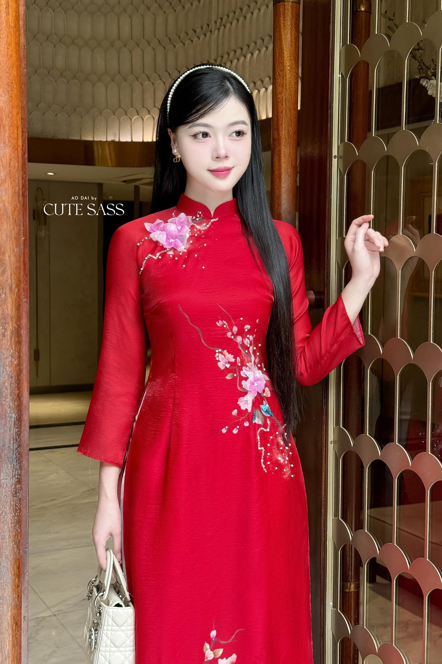 Moc Lan - Red Ombre with Pink Pants Ao Dai Set 18B| Pre-made Traditional Vietnamese Women Ao Dai with Pants |Lunar New Year| Ao Dai Cach Tan