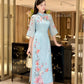 Huyen Mi - Blue Branches Ao Dai Set 20C|Pre-made Traditional Vietnamese Women Ao Dai with Pants | Lunar New Year|Ao Dai Cach Tan