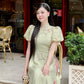 Huyen Mi - Pastel Green Puffy Sleeves Ao Dai Set|Pre-made Traditional Vietnamese Women Ao Dai with Pants | Lunar New Year|Ao Dai Cach Tan