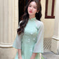 Cyan Sparkle White Daisy Ao Dai Set 17B