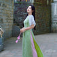 Green Tulip Wing Sleeves Ao Dai Set 27C|Pre-made Modernized Vietnamese Ao Dai| Women Ao Dai with Pants | Lunar New Year| Ao Dai Cach Tan|