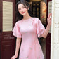 Pink Tulip Wing Sleeves Ao Dai Set 27C|Pre-made Modernized Vietnamese Ao Dai| Women Ao Dai with Pants | Lunar New Year| Ao Dai Cach Tan|