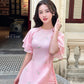 Pink Tulip Wing Sleeves Ao Dai Set 27C|Pre-made Modernized Vietnamese Ao Dai| Women Ao Dai with Pants | Lunar New Year| Ao Dai Cach Tan|