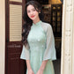 Cyan Sparkle White Daisy Ao Dai Set 17B