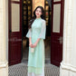 Cyan Sparkle White Daisy Ao Dai Set 17B