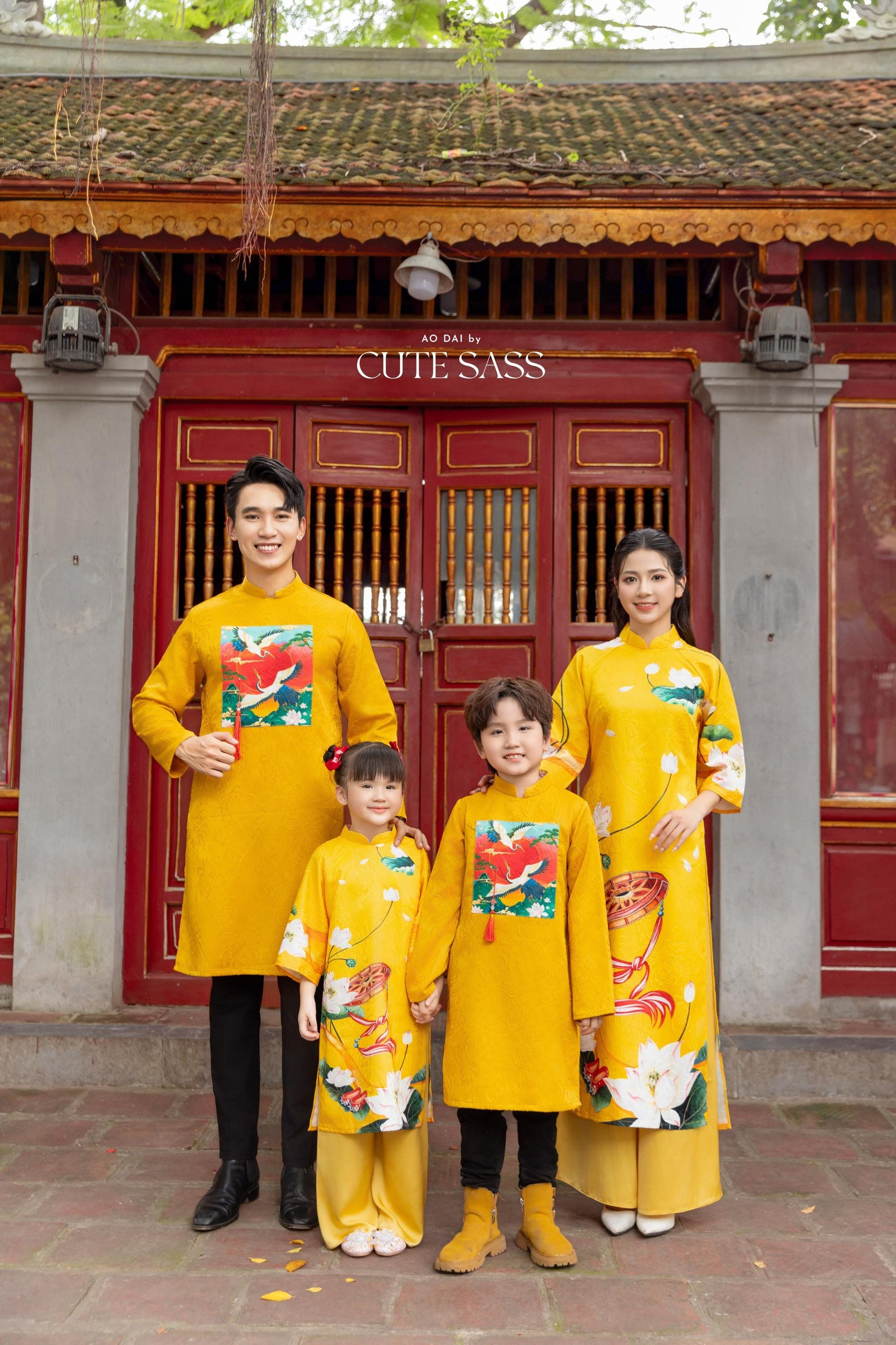 Mom and Daughter Yellow Vibrant Matching Ao Dai Set