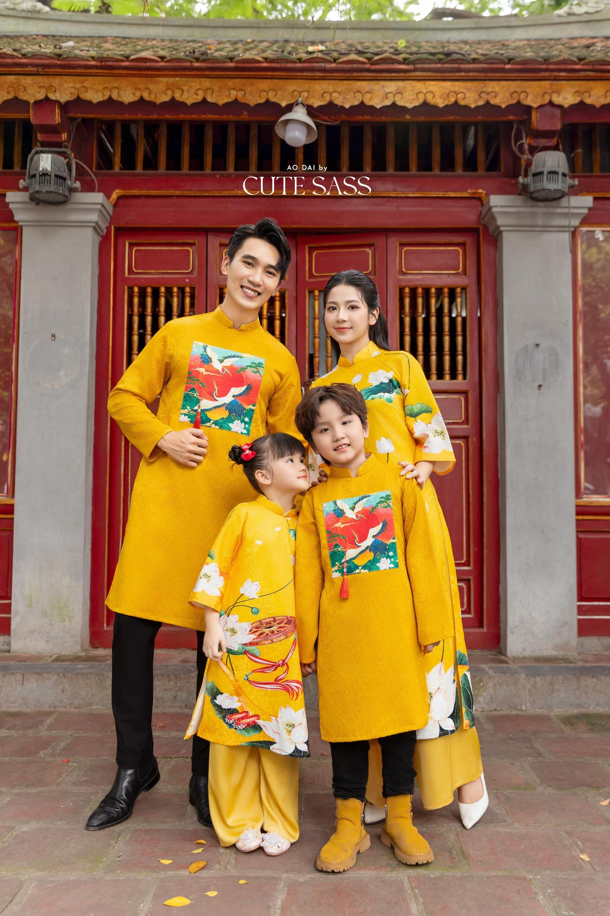 Mom and Daughter Yellow Vibrant Matching Ao Dai Set