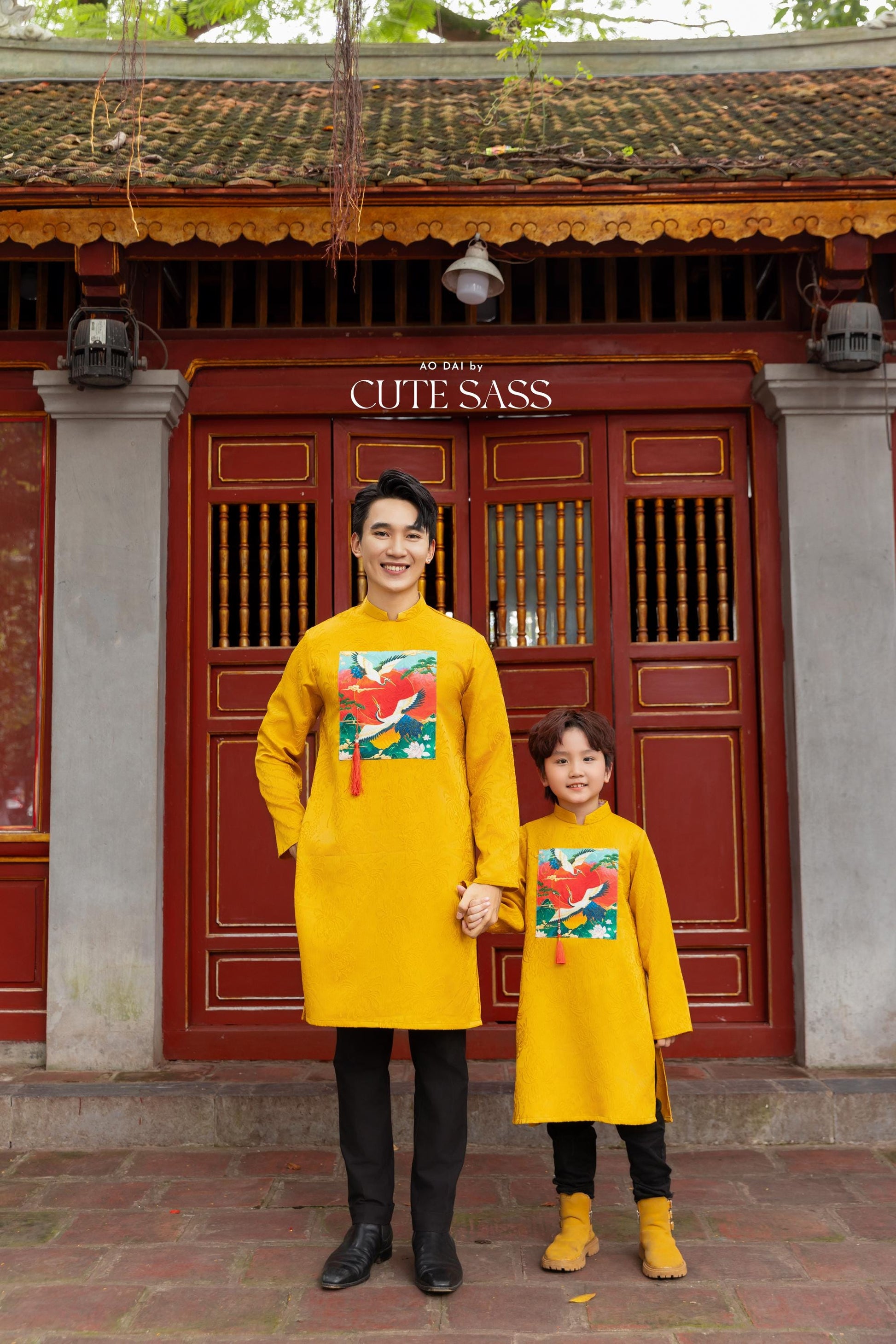 Mom and Daughter Yellow Vibrant Matching Ao Dai Set