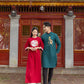 Cat Tuong - Red Moon & Green Dragon Matching Ao Dai Set (No Tassel) FL| Pre-made Traditional Vietnamese Ao Dai | Lunar New Year