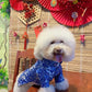 Pet Blue Gam Traditional Ao Dai with Khan Dong (Headband) |Vietnamese Pet Outfit|Cute Dog and Cat Ao Dai|Lunar New Year Pet Clothes|