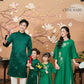 Nhu Y - Family Green Yuki Cherry Blossom Embroidery Matching Ao Dai Set | Pre-made Traditional Vietnamese Ao Dai | Lunar New Year