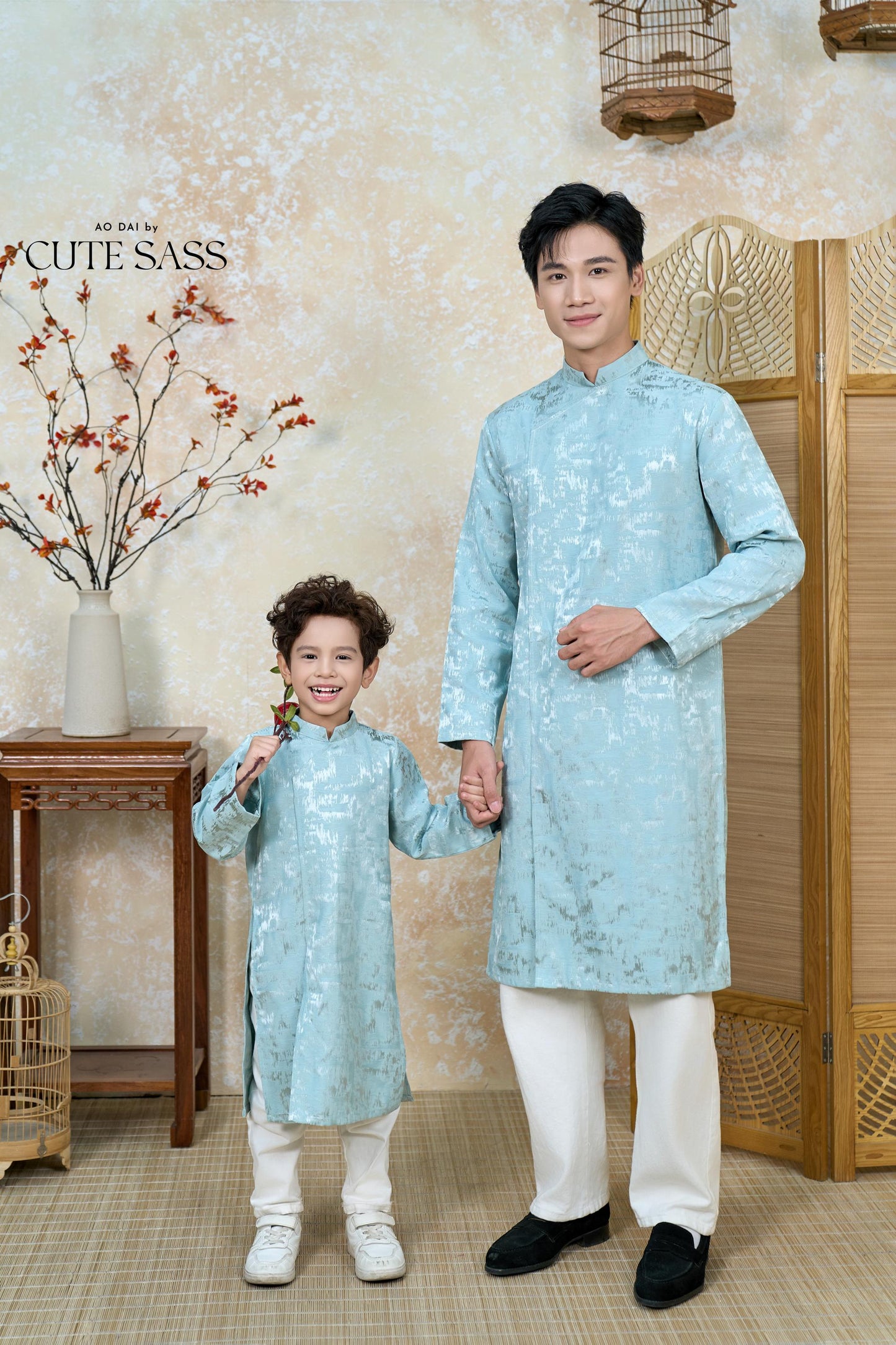 Nhu Y - Family Blue/Silver Butterflies Matching Ao Dai Set