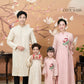 Nhu Y - Family Pink/Cream Lotus Embroidery Matching Ao Dai Set | Pre-made Traditional Vietnamese Ao Dai | Lunar New Year