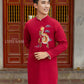 Cat Tuong - Family Cream Moon & Red Dragon Matching Ao Dai Set FL| Pre-made Traditional Vietnamese Ao Dai | Lunar New Year