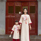 Cat Tuong - Family Cream Moon & Red Dragon Matching Ao Dai Set FL| Pre-made Traditional Vietnamese Ao Dai | Lunar New Year