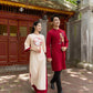 Cat Tuong - Family Cream Moon & Red Dragon Matching Ao Dai Set FL| Pre-made Traditional Vietnamese Ao Dai | Lunar New Year