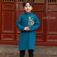 Cat Tuong - Dad and Boy Prussian Blue Dragon Matching Ao Dai | Pre-made Traditional Vietnamese Ao Dai | Lunar New Year