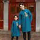 Cat Tuong - Dad and Boy Prussian Blue Dragon Matching Ao Dai | Pre-made Traditional Vietnamese Ao Dai | Lunar New Year