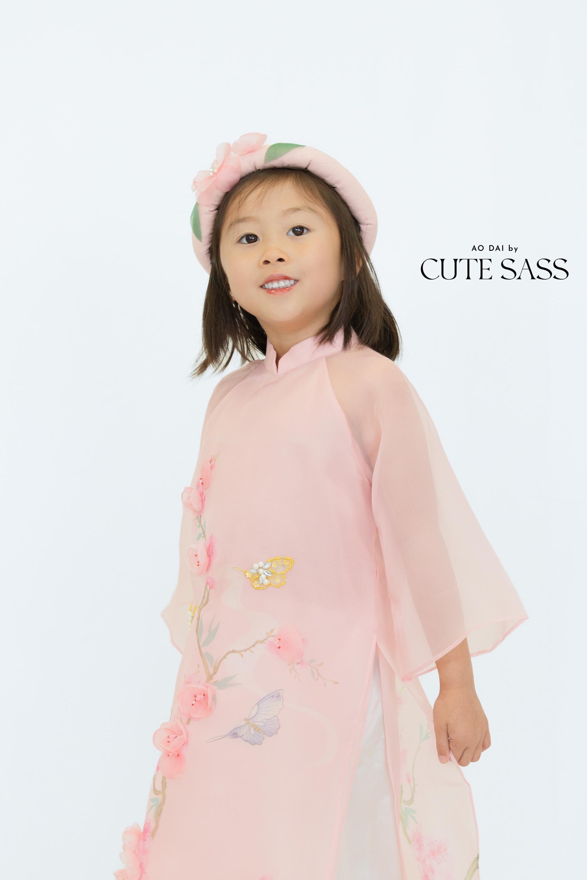 Thuong Girl Ao Dai Set with Headband | Ao Dai by Cute Sass x Joey Doll x Mommy and Me Vietnamese | Traditional Vietnamese Dress for Girl