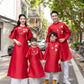 Cat Tuong - Family Red Ribbon Matching Ao Dai Set (No Tassel) | Pre-made Traditional Vietnamese Ao Dai | Lunar New Year |