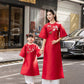 Cat Tuong - Family Red Ribbon Matching Ao Dai Set (No Tassel) | Pre-made Traditional Vietnamese Ao Dai | Lunar New Year |