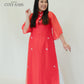 Red Sparkle Button Slit Ao Dai Set