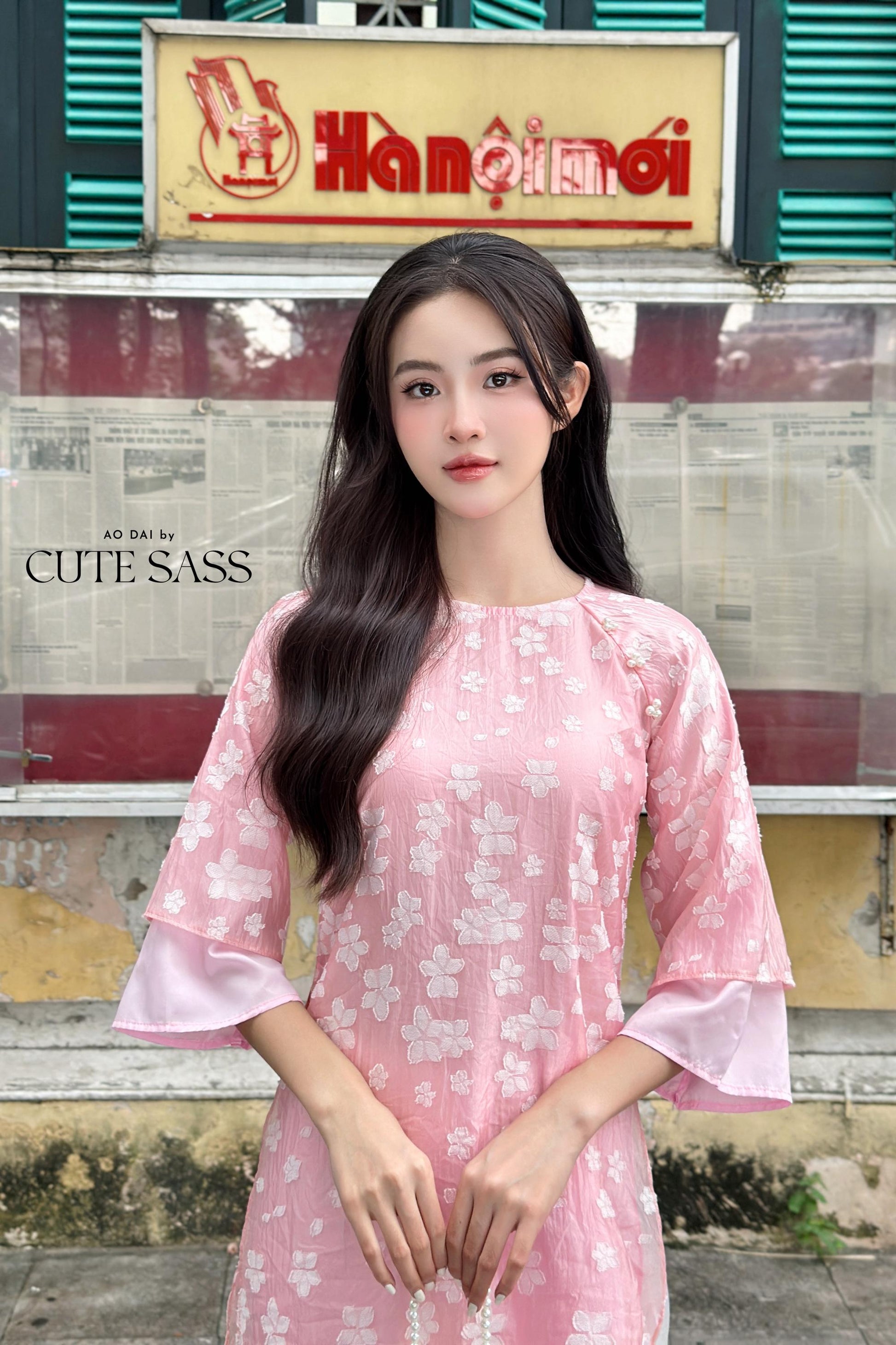 Shifted Mai Pearls Ao Dai Top Only, NO PANTS (5 Colors) FL|Pre-made Modernized Vietnamese Ao Dai|Pastel Ao Dai|