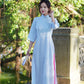 Shifted Bamboo Hidden Patterns with Buttons Ao Dai Top Only, NO PANTS (5 Colors) |Pre-made Modernized Vietnamese Ao Dai|Pastel Ao Dai|