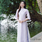 Shifted Bamboo Hidden Patterns with Buttons Ao Dai Top Only, NO PANTS (5 Colors) |Pre-made Modernized Vietnamese Ao Dai|Pastel Ao Dai|