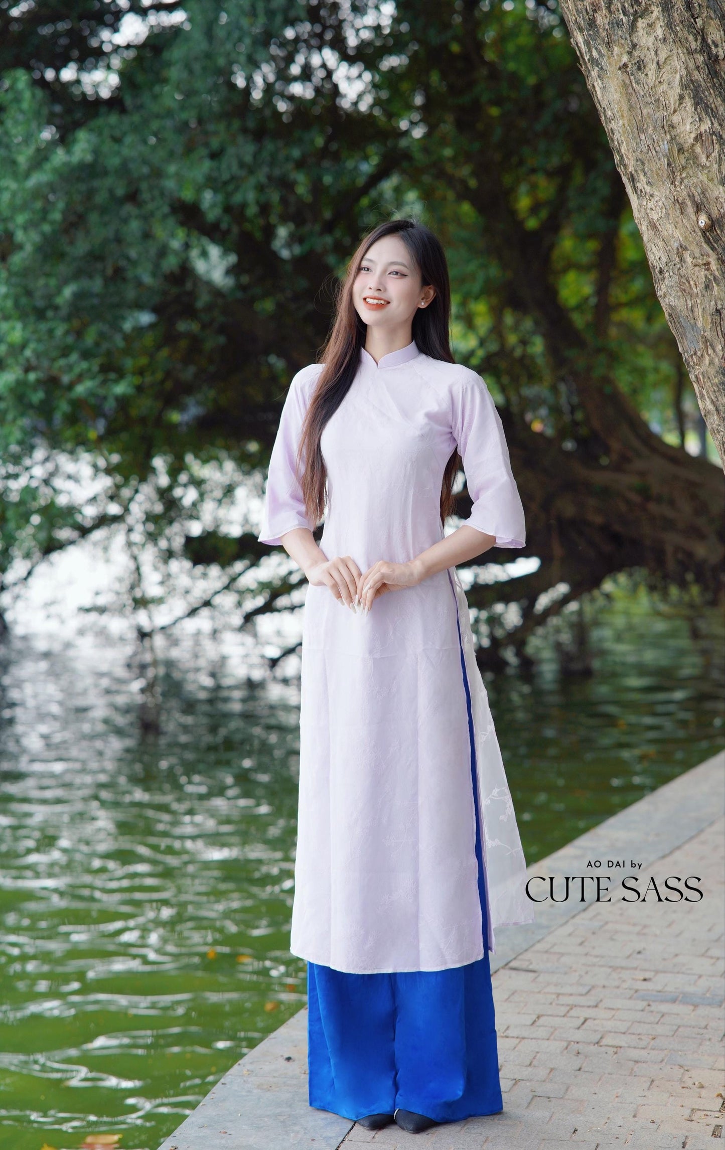 Shifted Bamboo Hidden Patterns with Buttons Ao Dai Top Only, NO PANTS (5 Colors) |Pre-made Modernized Vietnamese Ao Dai|Pastel Ao Dai|