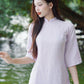 Shifted Bamboo Hidden Patterns with Buttons Ao Dai Top Only, NO PANTS (5 Colors) |Pre-made Modernized Vietnamese Ao Dai|Pastel Ao Dai|