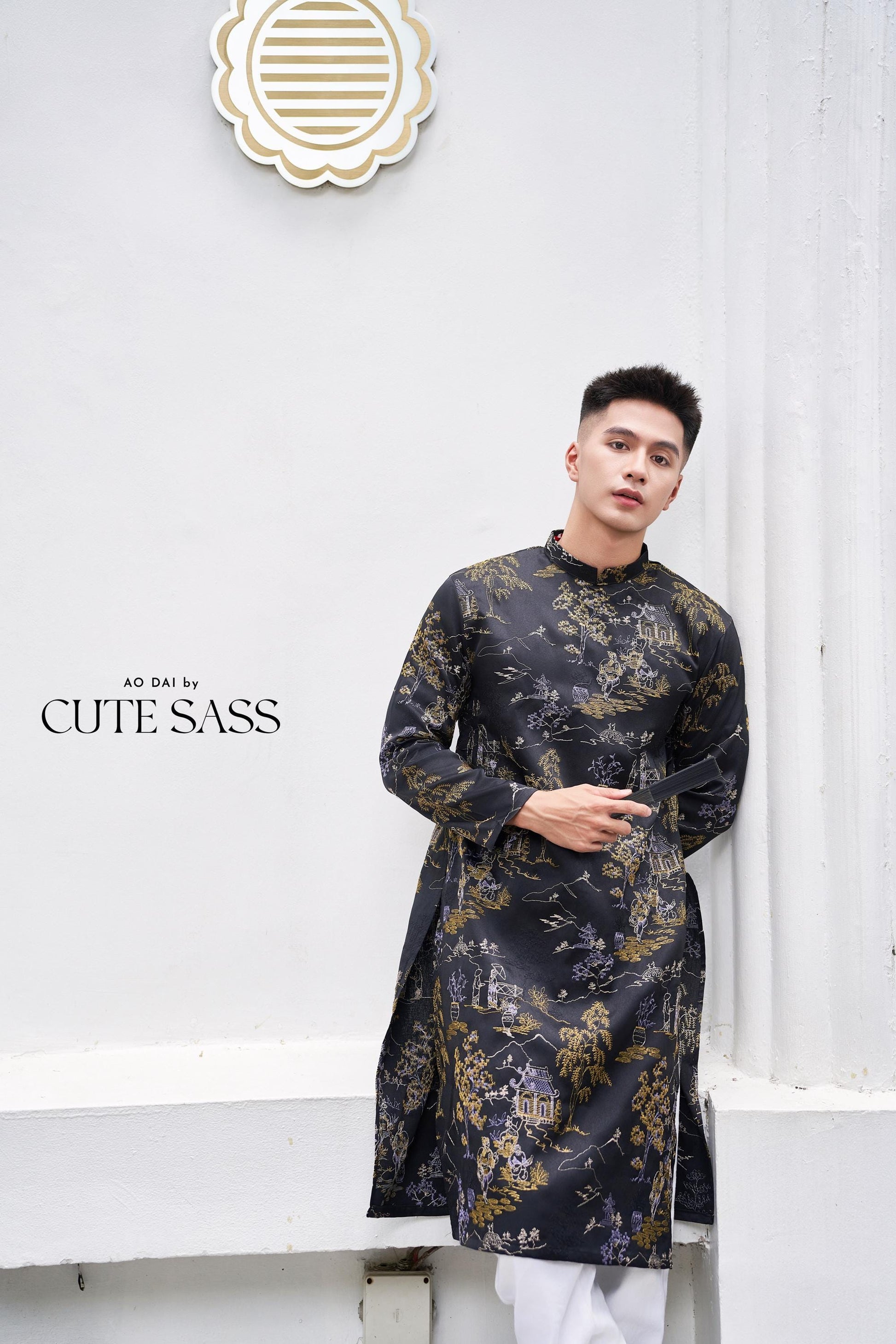 Men Black Tu Minh Ao Dai Top 29,38A| Pre-made Vietnamese Ao Dai| Lunar New Year | Ao Dai for Girl, Mom, Dad, Boy | Ao Dai Tet|