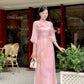 Moc Lan - Pink Ombre with Pink Pants Ao Dai Set 18B|Pre-made Traditional Vietnamese Women Ao Dai with Pants | Lunar New Year|Ao Dai Cach Tan